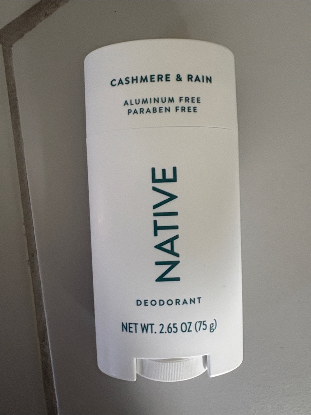 Brand New Native Cashmere & Rain Deodorant - White with Teal Text